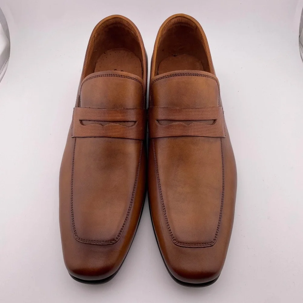 Florsheim Men Leather Rucci Penny Loafers Dress Shoes Cognac 11 EEE Wide Fit NEW